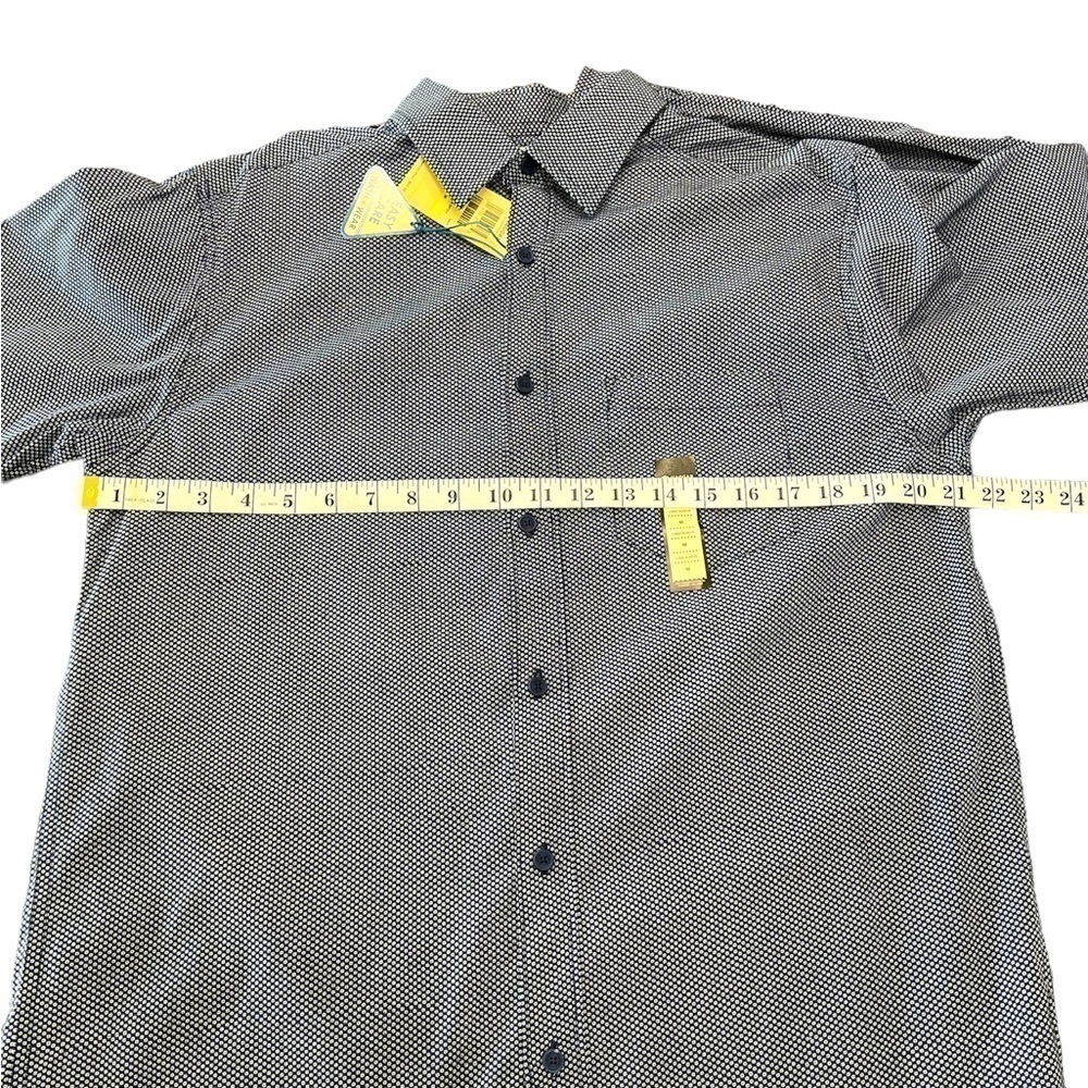 NWT Haggar Button Down Long Sleeve Shirt Navy With White Dots Size Medium - Picture 9 of 11